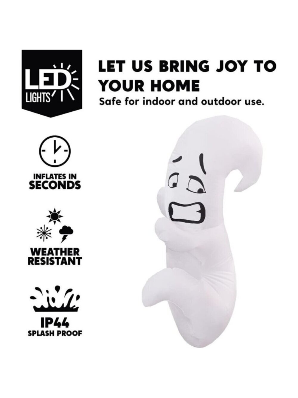 Joiedomi 4 FT Halloween Inflatables Ghost Outdoor Decor LEDs for Cute Blow Up - Picture 4 of 8